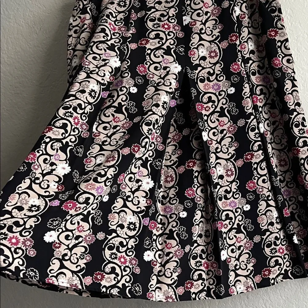 ALFANI Floral Black and Pink Women's Silk Skirt in Size 8P